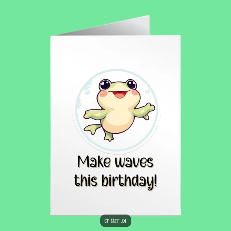 Free Printable Tadpole Birthday Card: Funny Swirl Downloadable Gift