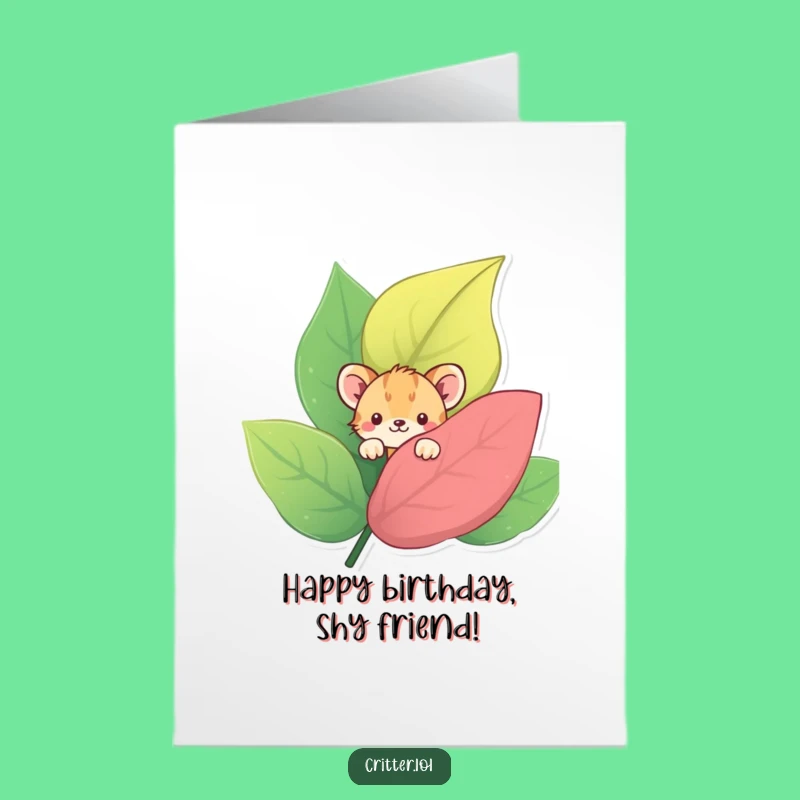 Free Printable Shy Critter Birthday Card - Funny Downloadable Greeting for a Gentle Celebration