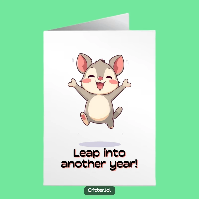 Free Printable Birthday Card: Bouncing Critter's Joyful Leap, Energetic Downloadable Gift