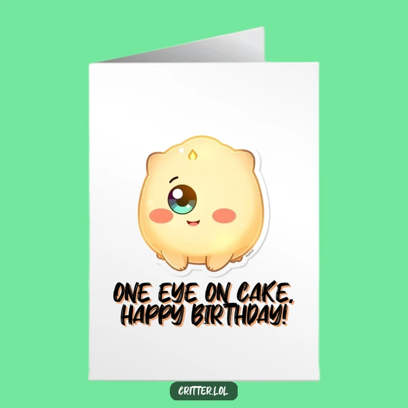 Free Printable Birthday Card: Glowing Creature Beaming - Happy Eye Downloadable Gift