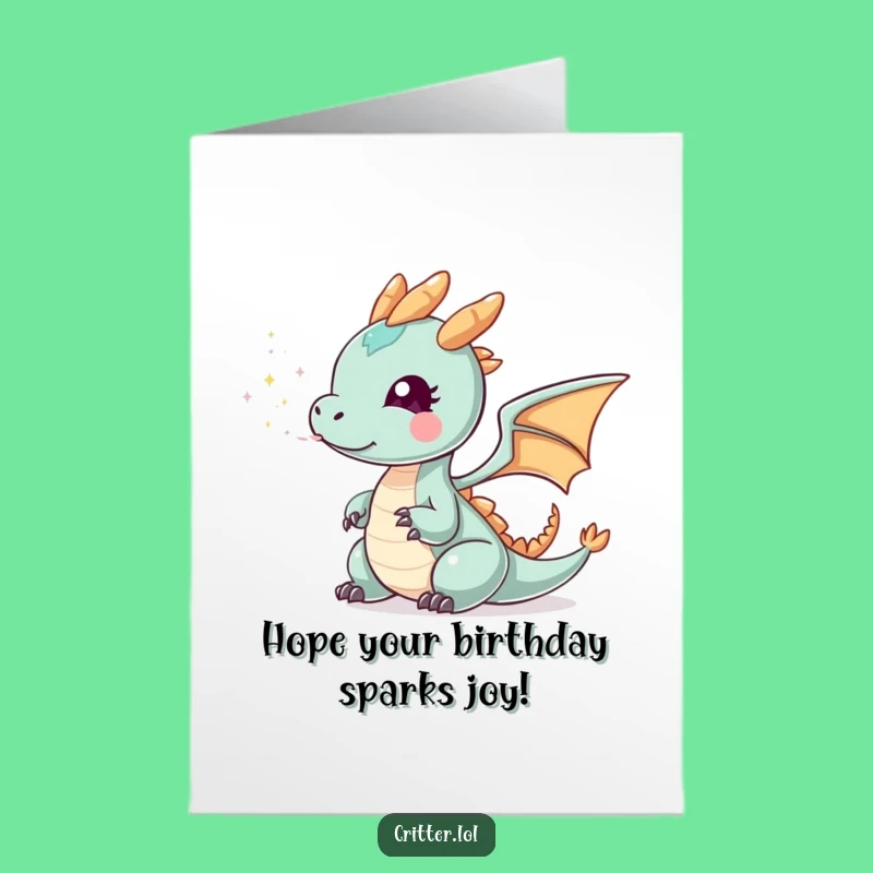 Sparkly Dragon Free Printable Birthday Card - Magical Downloadable Gift