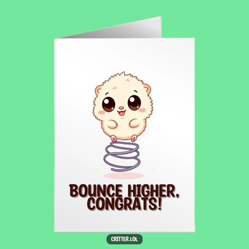 Free Printable Congrats Card: Bouncing Creature Victory Funny DIY Downloadable Gift
