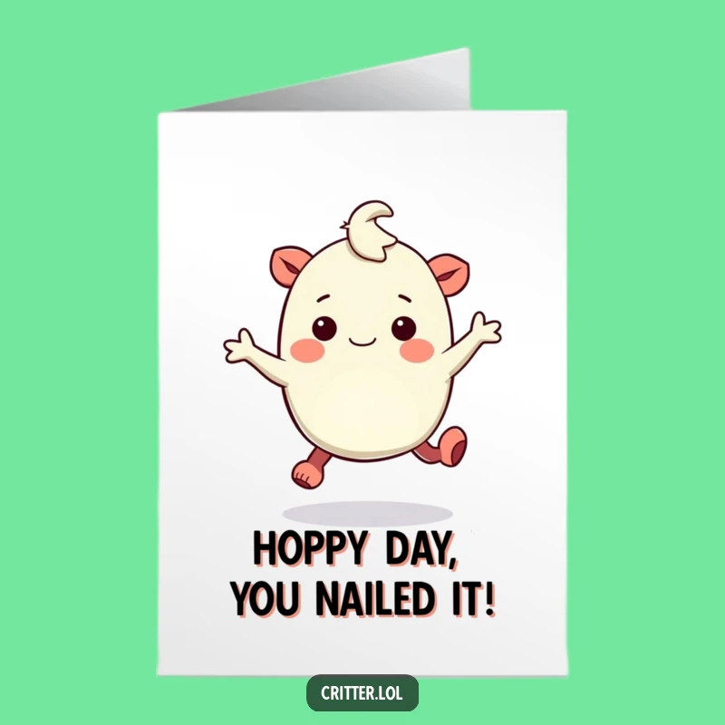 Free Printable Congrats Card: Bouncy Creature Hops with Amusement - Joyful Downloadable