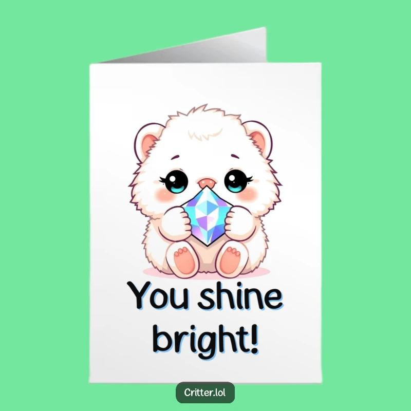 Free Printable Congrats Card: Gem Hugging Critter - Funny Downloadable Gift