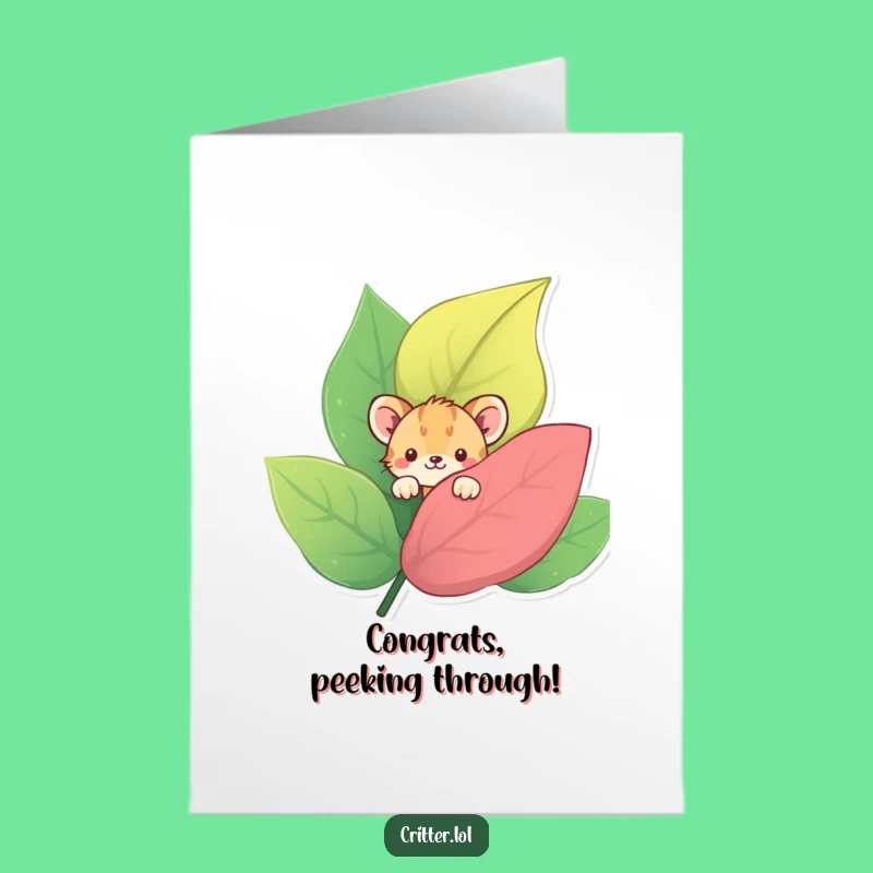 Free Printable Shy Critter Congrats Card - Funny Downloadable Greeting for Modest Achievements