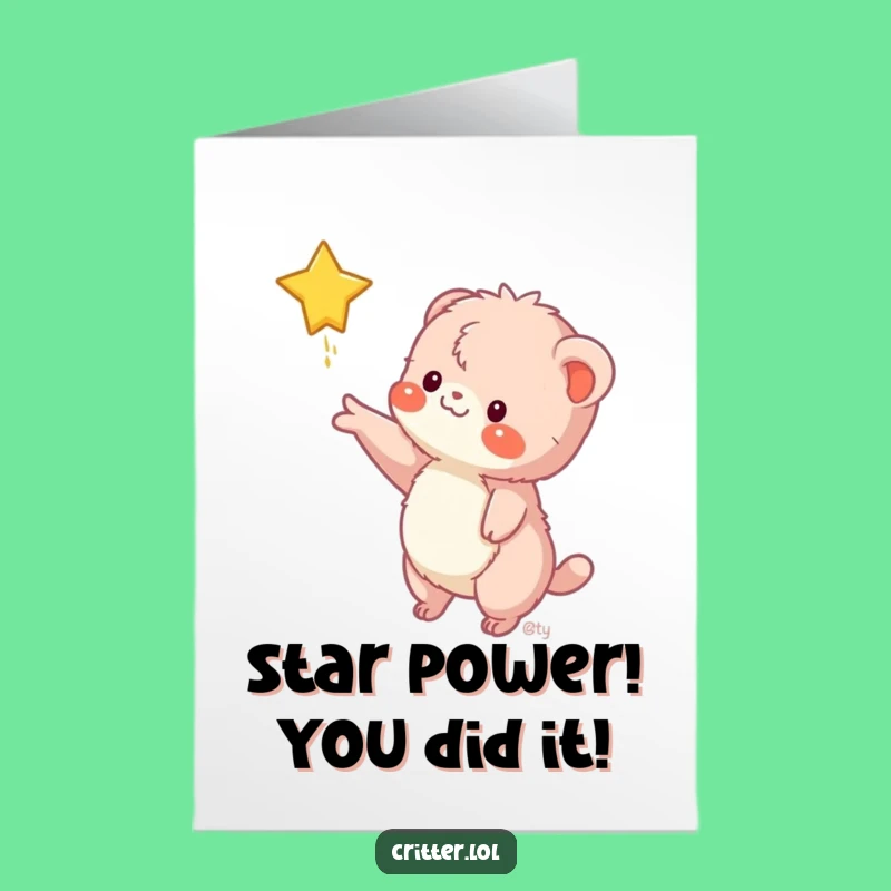 Free Printable Congrats Card: Star-Chasing Creature, Funny Downloadable Gift!