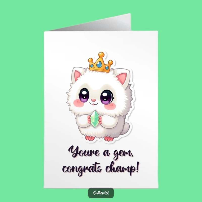 Free Printable Congrats Card: Royal Fuzzy Creature - Hilarious Downloadable Achievement!