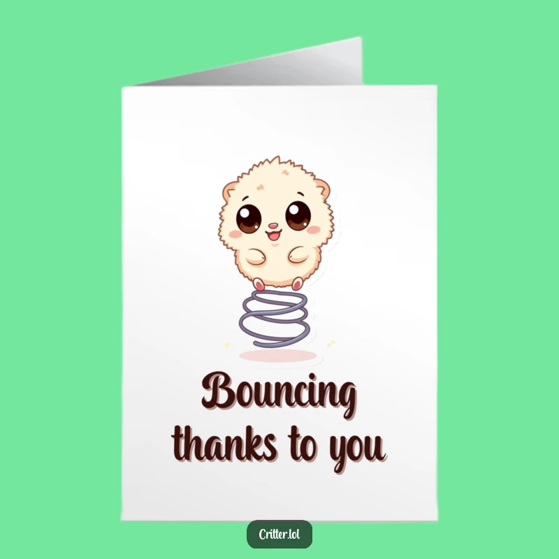 Free Printable Thank You Card: Bouncing Creature Thanks Funny DIY Downloadable Gift