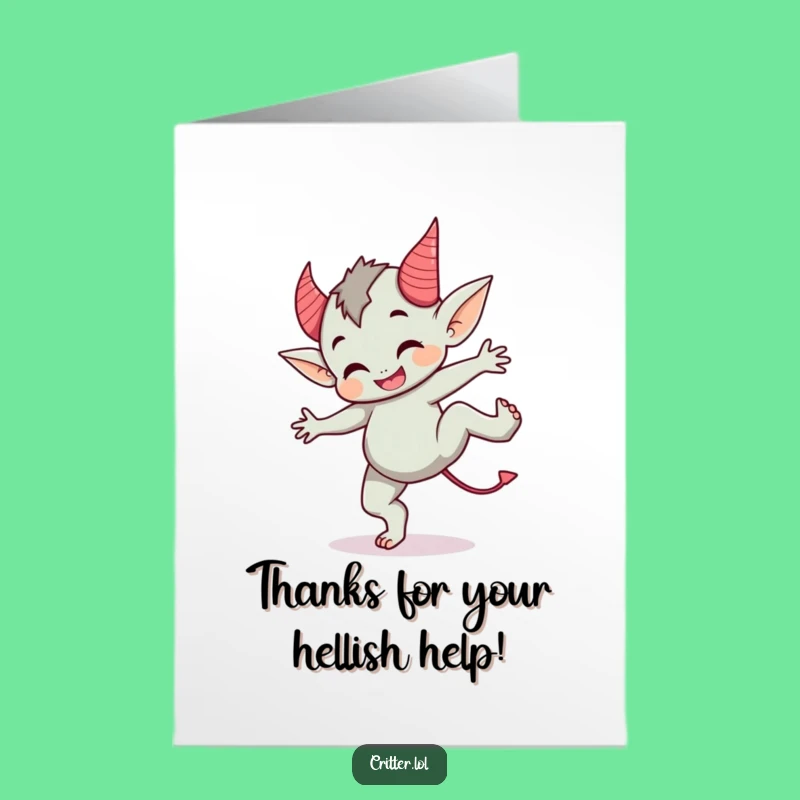 Free Printable Thank You Card: Cartwheeling Imp Gratitude Downloadable Gift