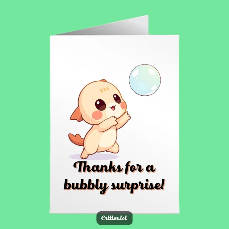 Free Printable Thank You Card: Creature Catching Bubble, Funny Downloadable Gift