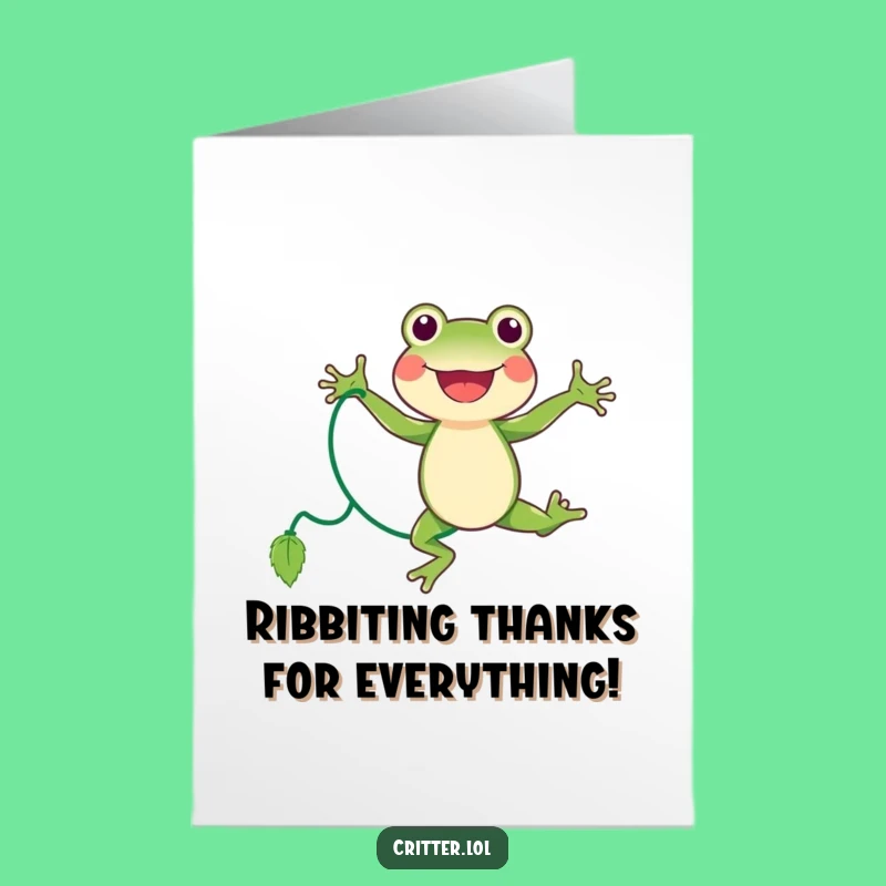 Free Printable Thank You Card: Joyful Frog Jumping Rope Funny Downloadable Gift!