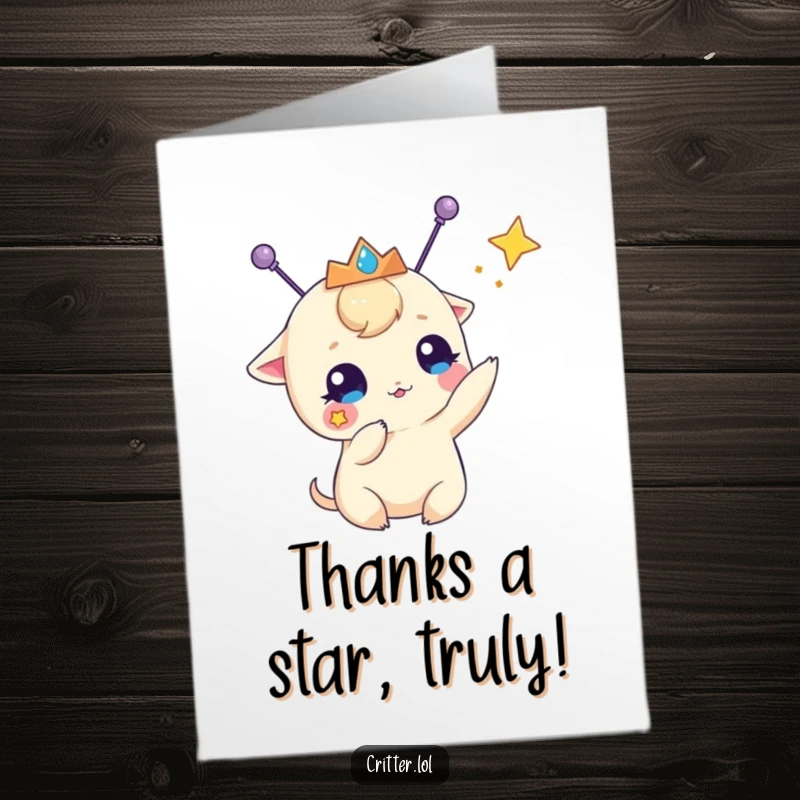 Funny Free Printable Thank You Card: Antennapod with tiara sending thanks, DIY downloadable.