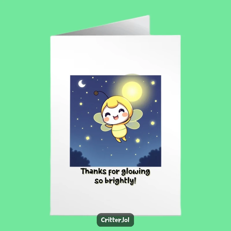 Free Printable Thank You Card: Cheerful Firefly Glow Funny Downloadable Gift!