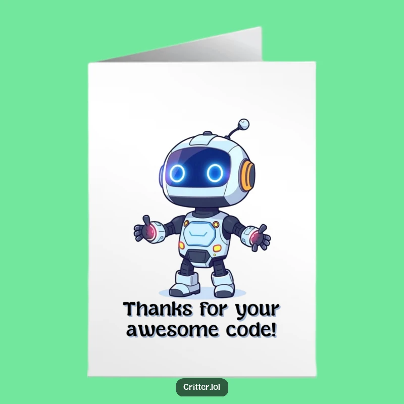 Free Printable Thank You Card: Dancing Robot Gratitude Downloadable Gift