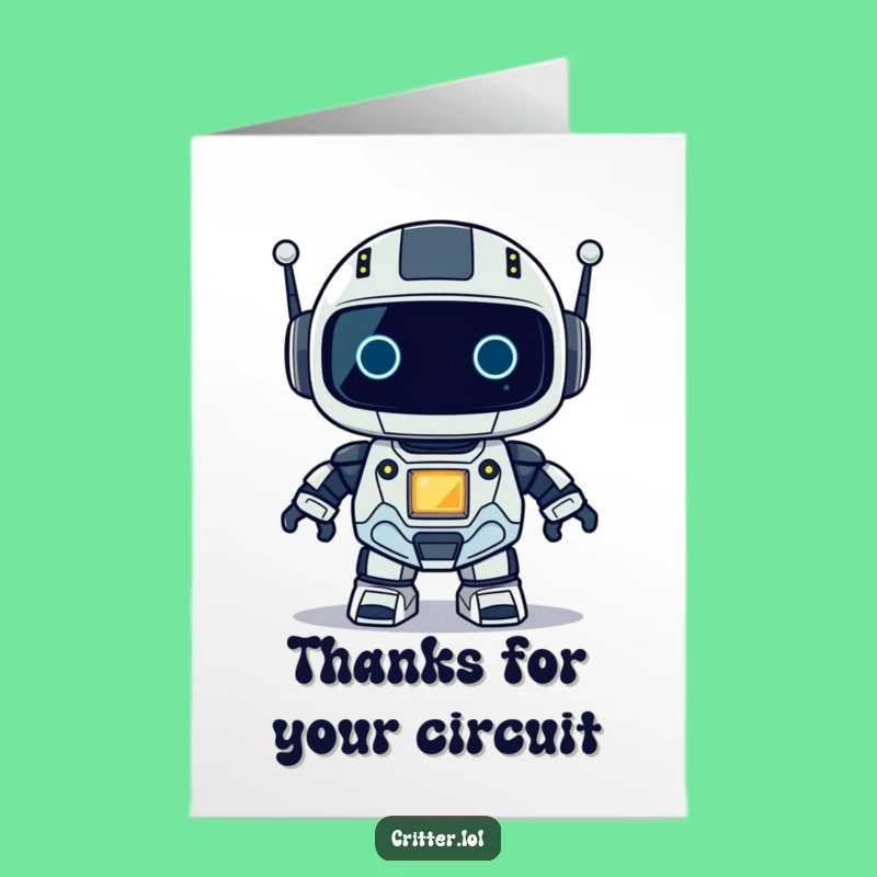 Free Printable Thank You Card: Robot Blinking Light, Techy Downloadable Gift
