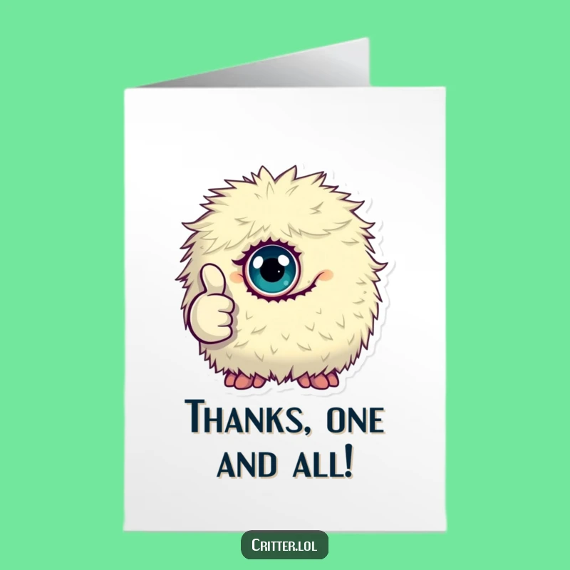 Free Printable Thank You Card: Monster Thumbs Up, Fluffy Thanks, Funny Downloadable Gift