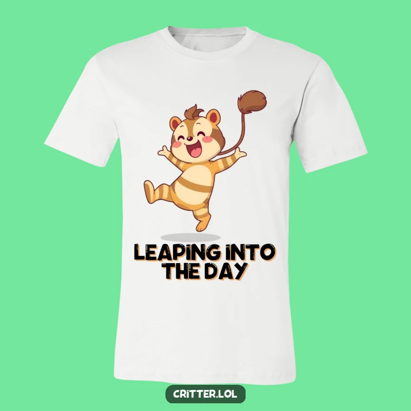 Funny Striped Creature T-Shirt: Wear Your Joyful Leap!