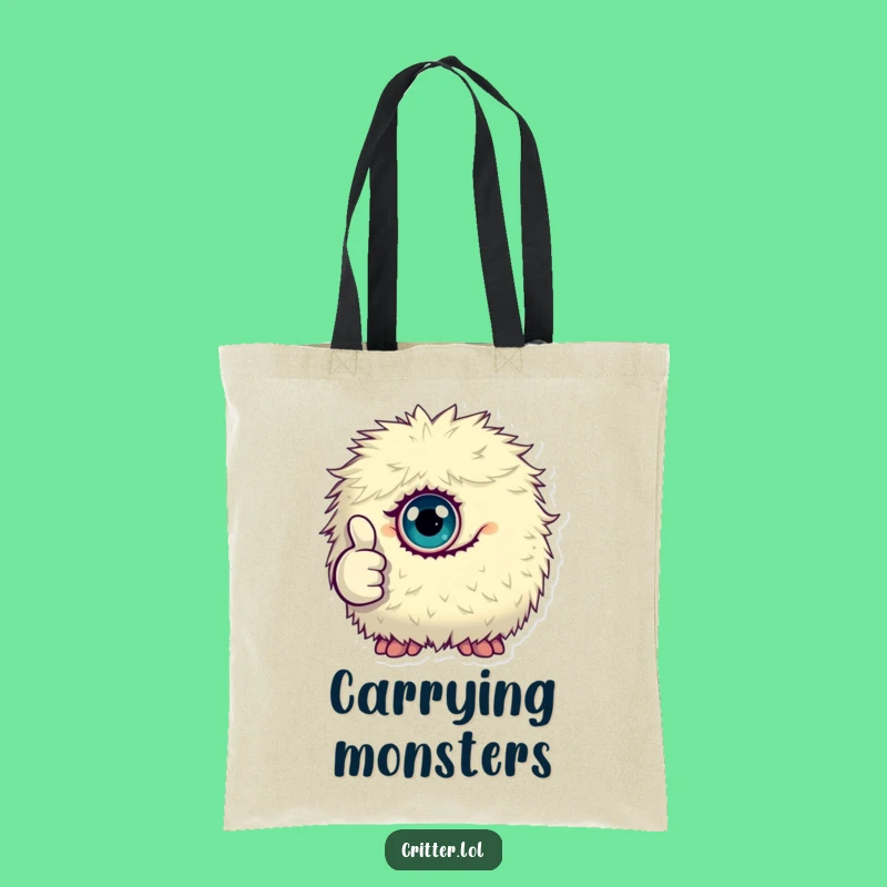 Funny Monster Tote Bag, Thumbs Up Carryall, Quirky Gift Accessory