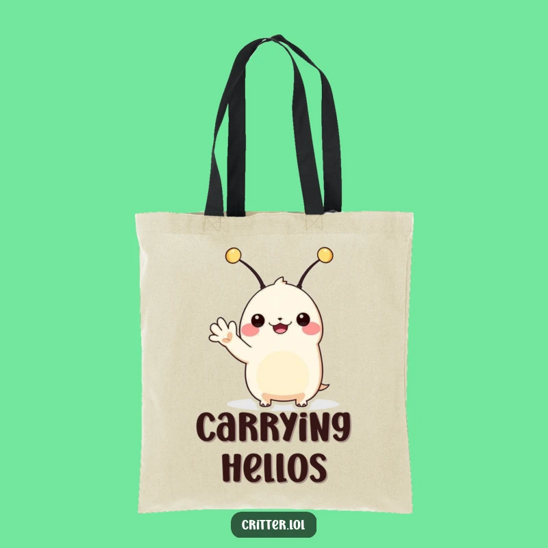 Funny Alien Wave Tote Bag: Carry Your Greetings in This Fun Accessory